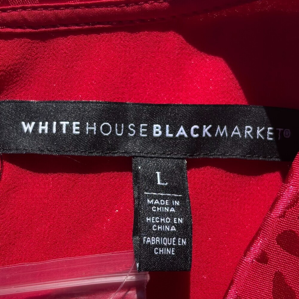 White House Black Market NWT Red Wide Leg Jumpsuit Twist Knot Neck Animal Print - Picture 9 of 15